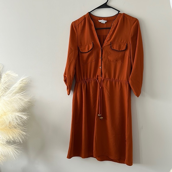 h&m orange satin dress H&amp;M + Satin Dress